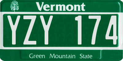 VT license plate YZY174