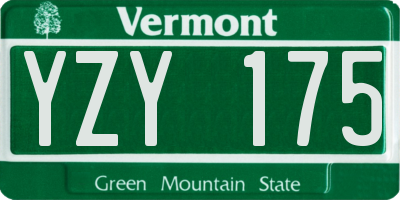 VT license plate YZY175