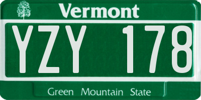 VT license plate YZY178