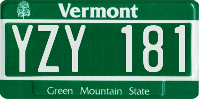 VT license plate YZY181