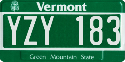 VT license plate YZY183
