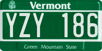 VT license plate YZY186