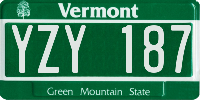 VT license plate YZY187