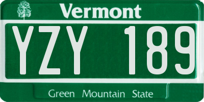 VT license plate YZY189