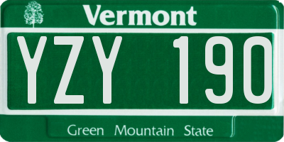 VT license plate YZY190