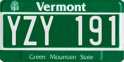 VT license plate YZY191