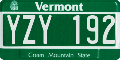 VT license plate YZY192