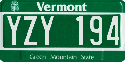 VT license plate YZY194