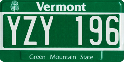 VT license plate YZY196