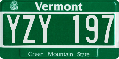 VT license plate YZY197