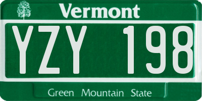 VT license plate YZY198