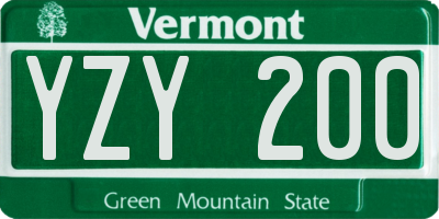 VT license plate YZY200