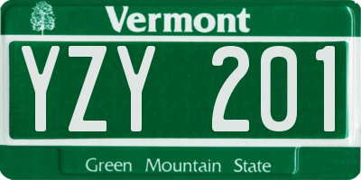 VT license plate YZY201