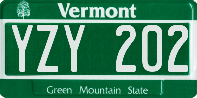 VT license plate YZY202