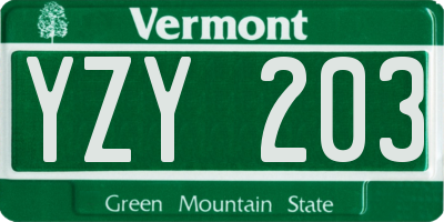 VT license plate YZY203