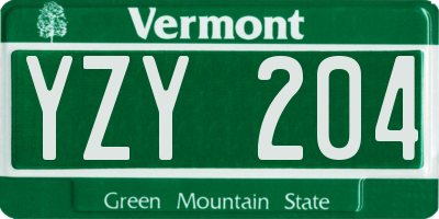 VT license plate YZY204