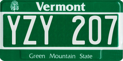 VT license plate YZY207
