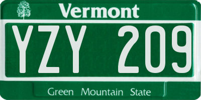 VT license plate YZY209