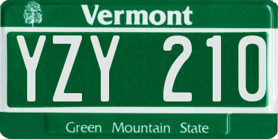 VT license plate YZY210