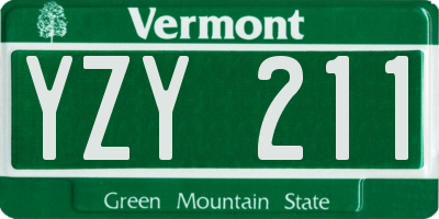 VT license plate YZY211