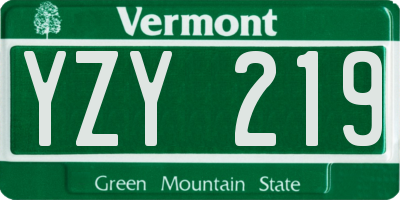 VT license plate YZY219