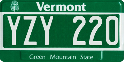 VT license plate YZY220