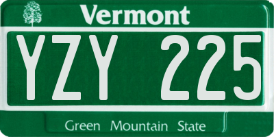 VT license plate YZY225