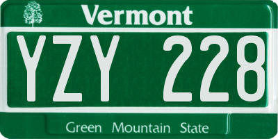 VT license plate YZY228