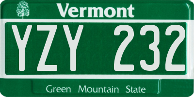 VT license plate YZY232
