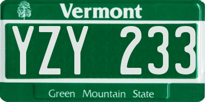 VT license plate YZY233