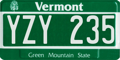 VT license plate YZY235