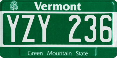 VT license plate YZY236