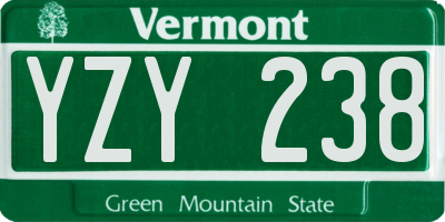 VT license plate YZY238
