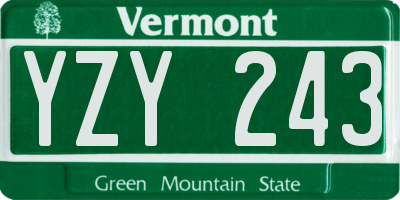 VT license plate YZY243