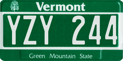 VT license plate YZY244
