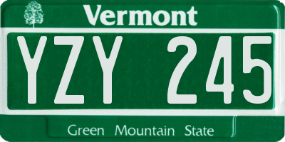 VT license plate YZY245