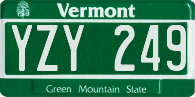 VT license plate YZY249