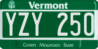 VT license plate YZY250