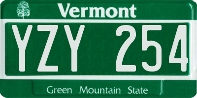 VT license plate YZY254