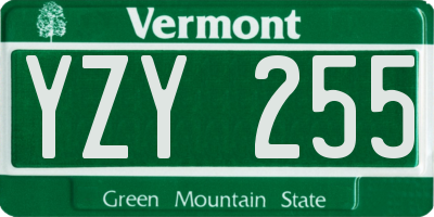 VT license plate YZY255