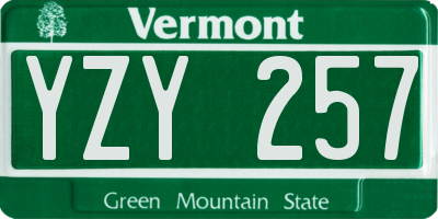 VT license plate YZY257