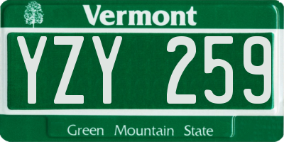 VT license plate YZY259