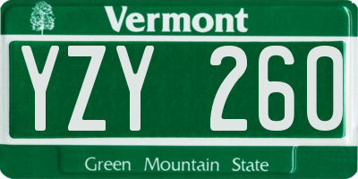 VT license plate YZY260
