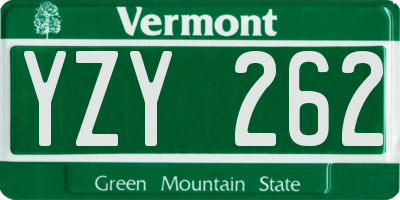VT license plate YZY262