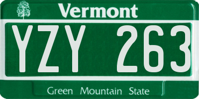 VT license plate YZY263