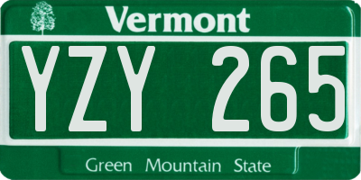 VT license plate YZY265