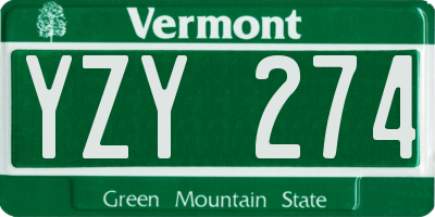 VT license plate YZY274