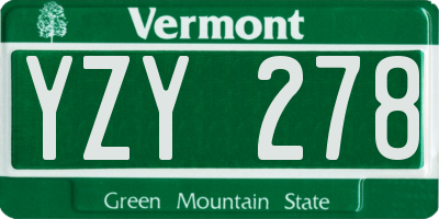 VT license plate YZY278