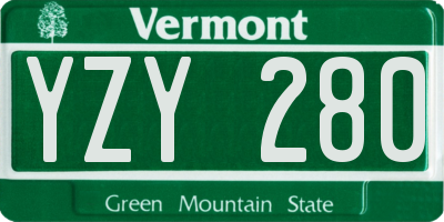 VT license plate YZY280