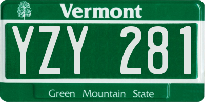 VT license plate YZY281
